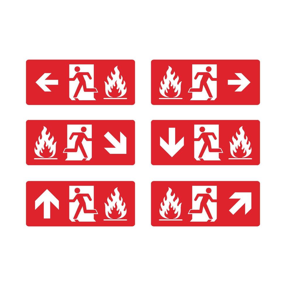 Set Fire Exit Signage Illustration Design. EPS 10. vector