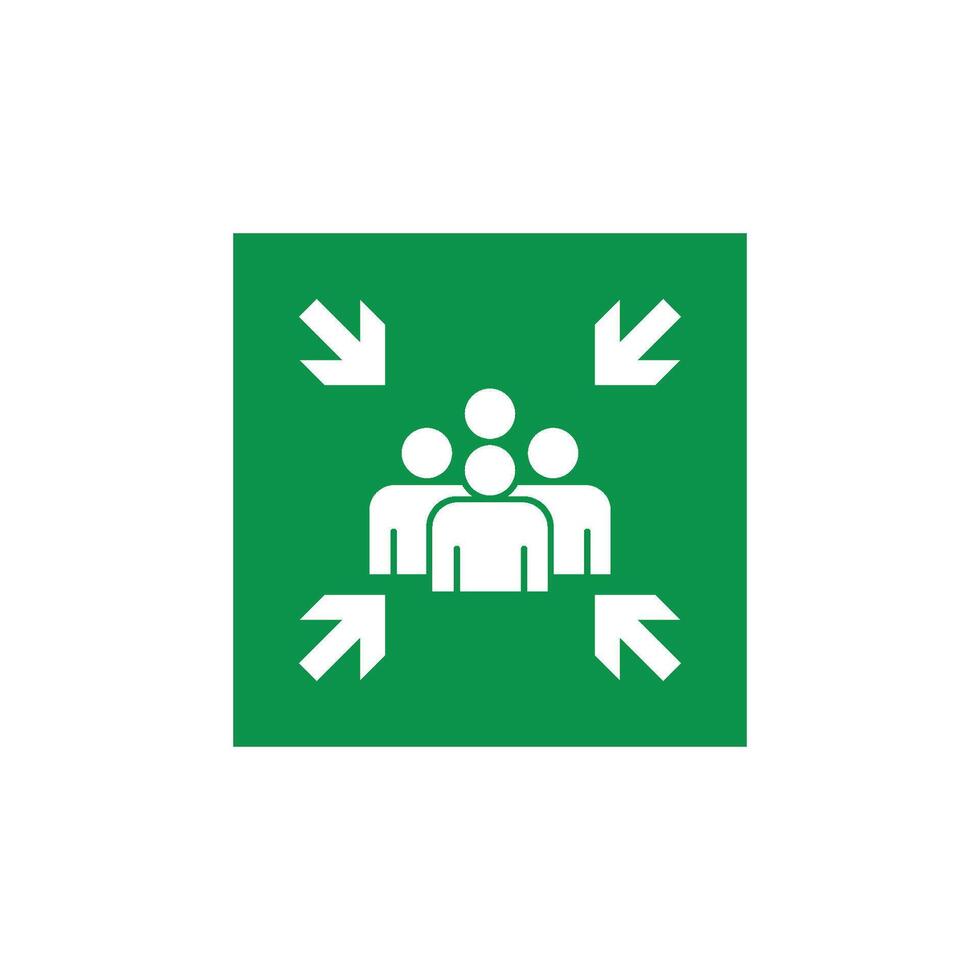Green Fire Assembly Point Signage Illustration Design. EPS 10. vector