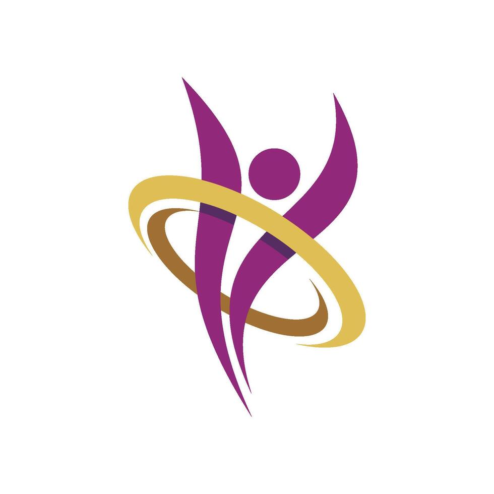 Purple Human Shape and Gold Ring Logo Template Illustration Design. EPS 10. vector