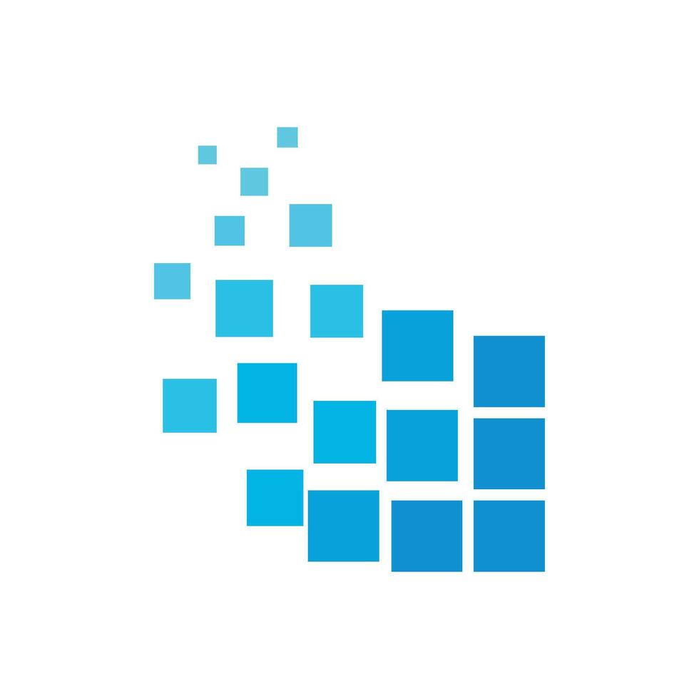 Flying Square Blue Pixel Abstract Logo Template Illustration Design. EPS 10. vector