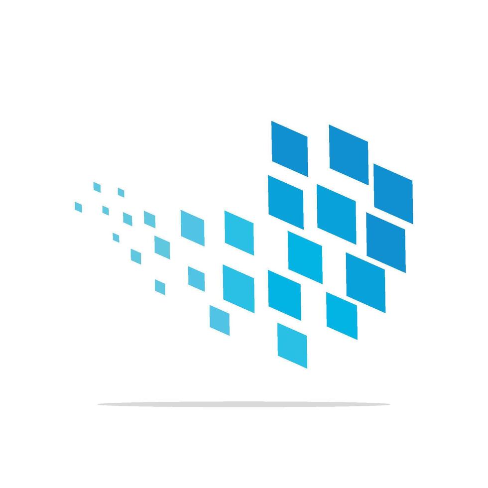 Square Blue Pixelated Abstract Logo Template Illustration Design. EPS 10. vector