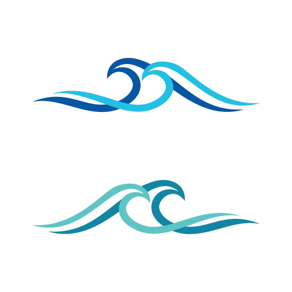 Set Blue Waves Line Logo Template Illustration Design. EPS 10. vector
