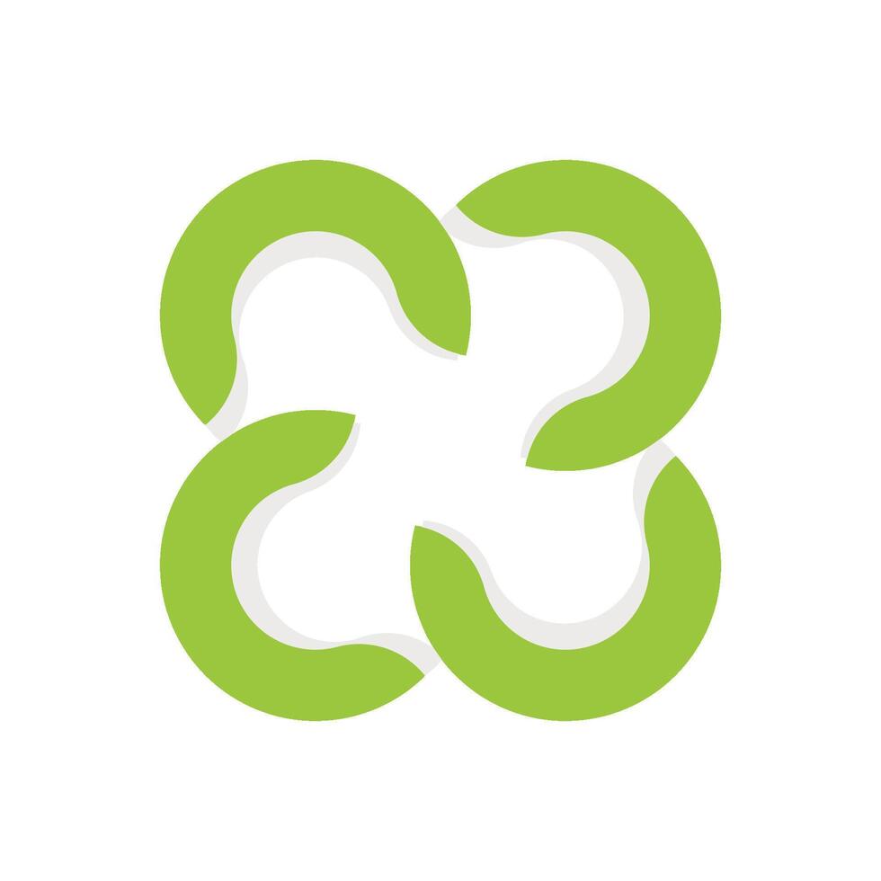 Green Four Leaf Abstract Logo Template Illustration Design. EPS 10. vector