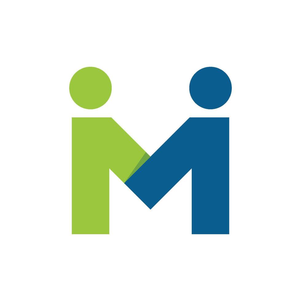 Letter M Couple Human Figure Letter Logo Template Illustration Design. EPS 10. vector