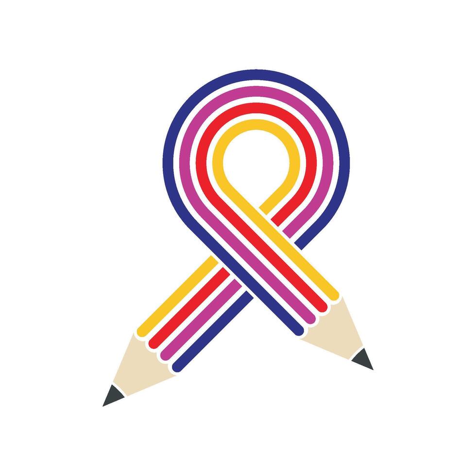 Ribbon Pencil Logo Template Illustration Design. EPS 10. vector
