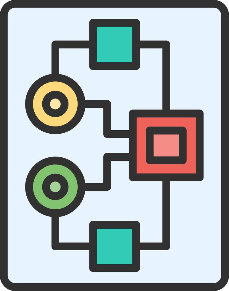 A flat icon of a computer with two different colored blocks vector