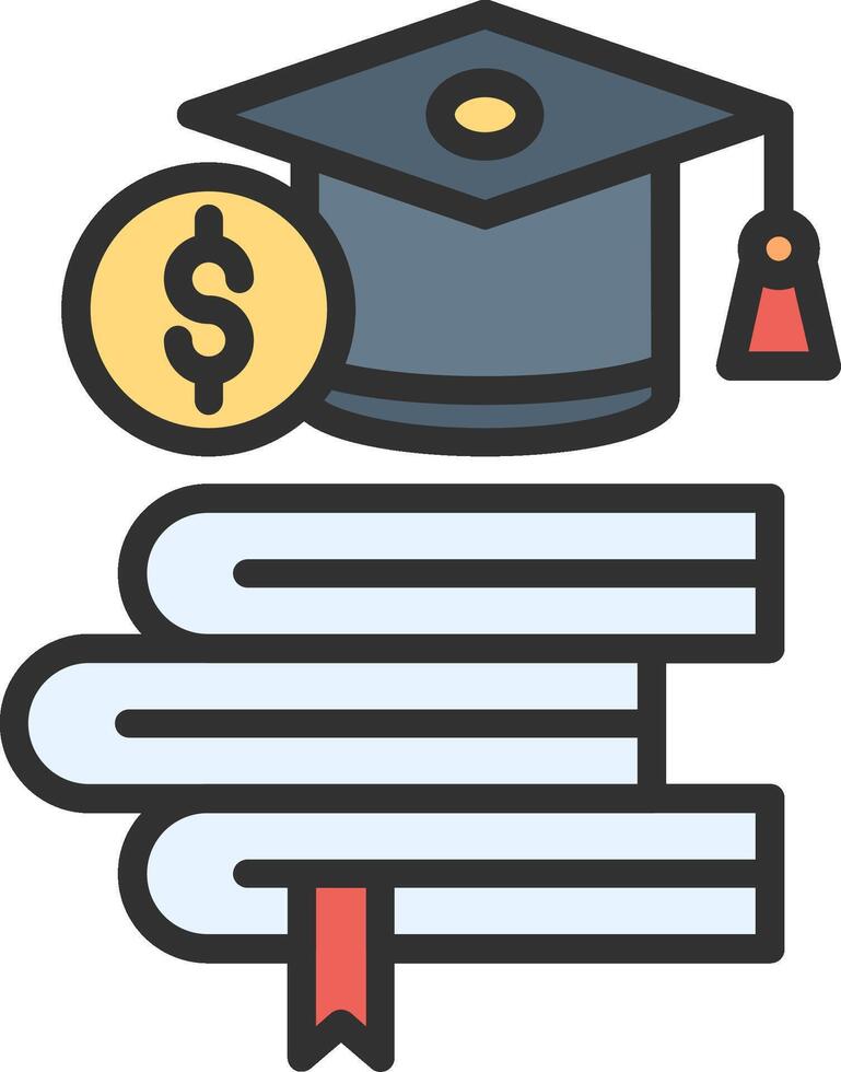 Graduation cap, books and money icon vector