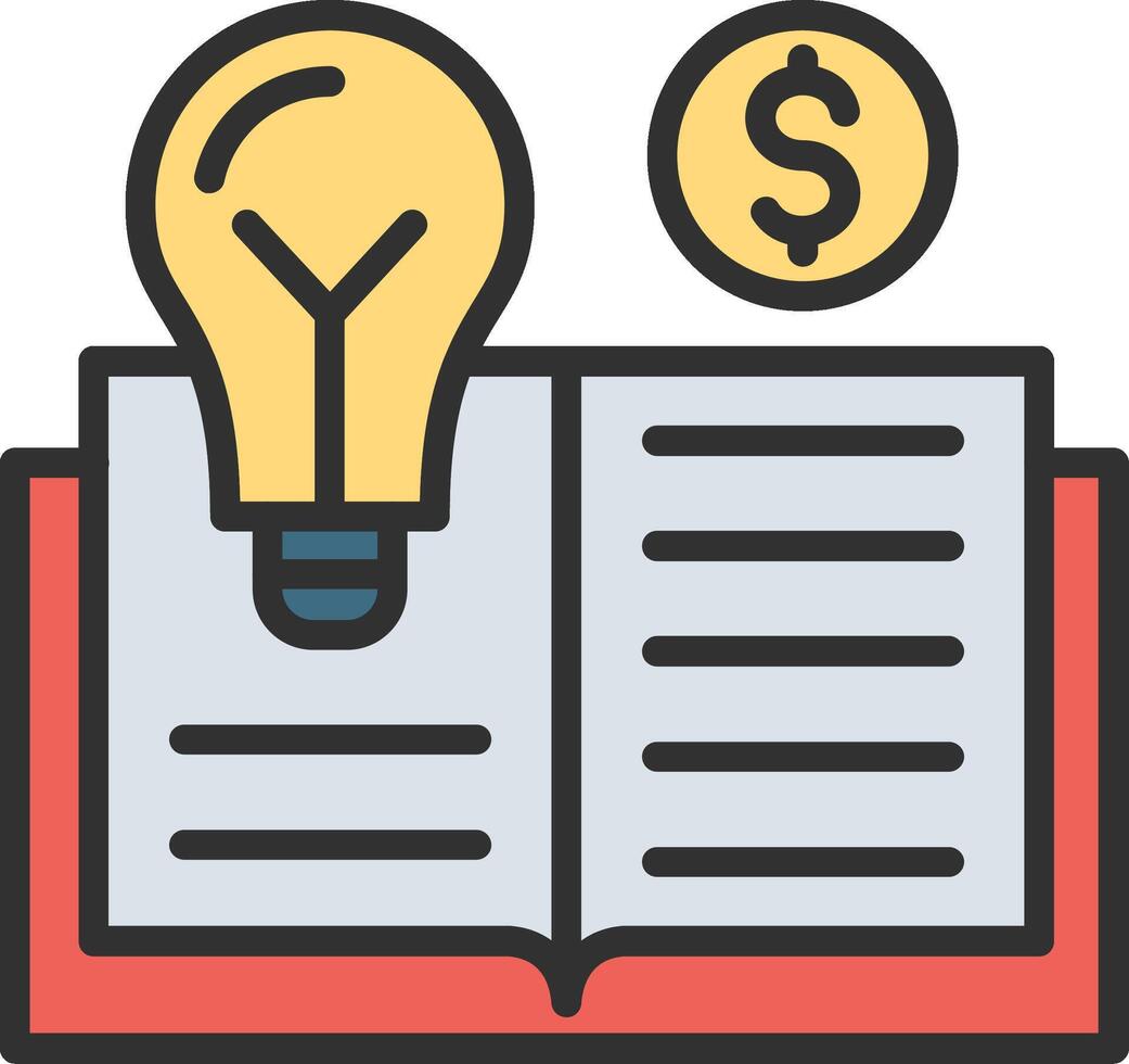 An open book with a light bulb and dollar sign vector