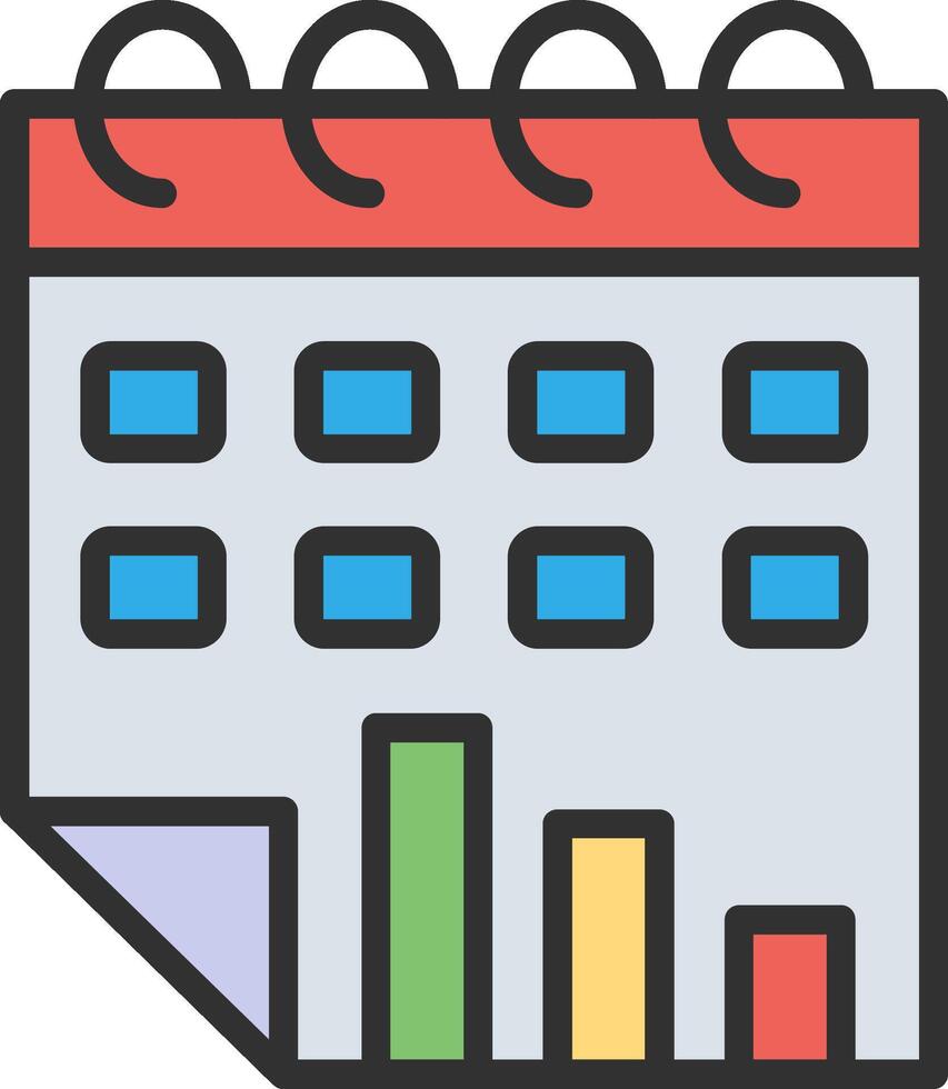A calendar icon with a bar chart on it vector