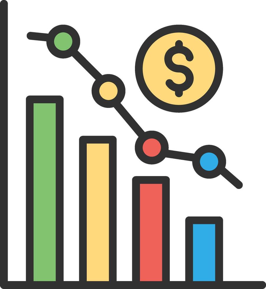 A graph with a dollar sign and a bar chart vector