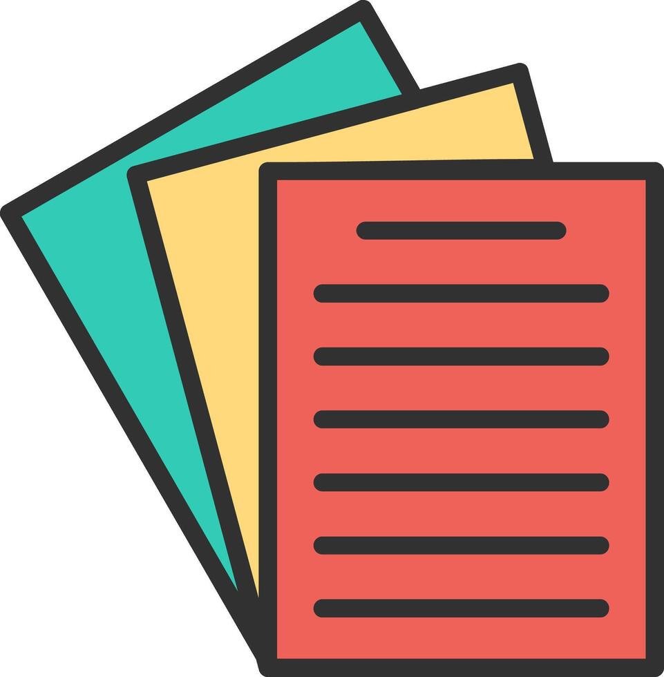 A stack of papers with a red, green and yellow color vector