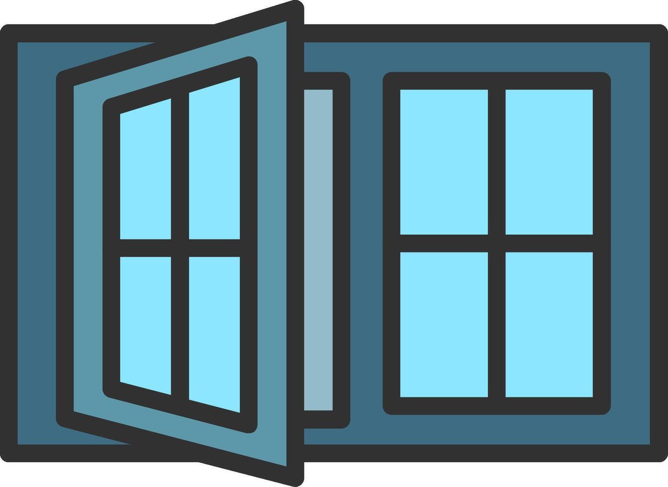 A blue window with a blue frame and a blue door vector