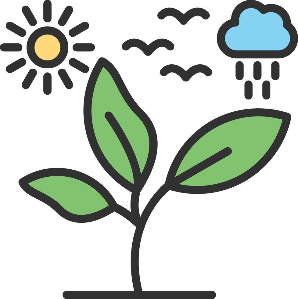 A plant with a sun and clouds in the background vector