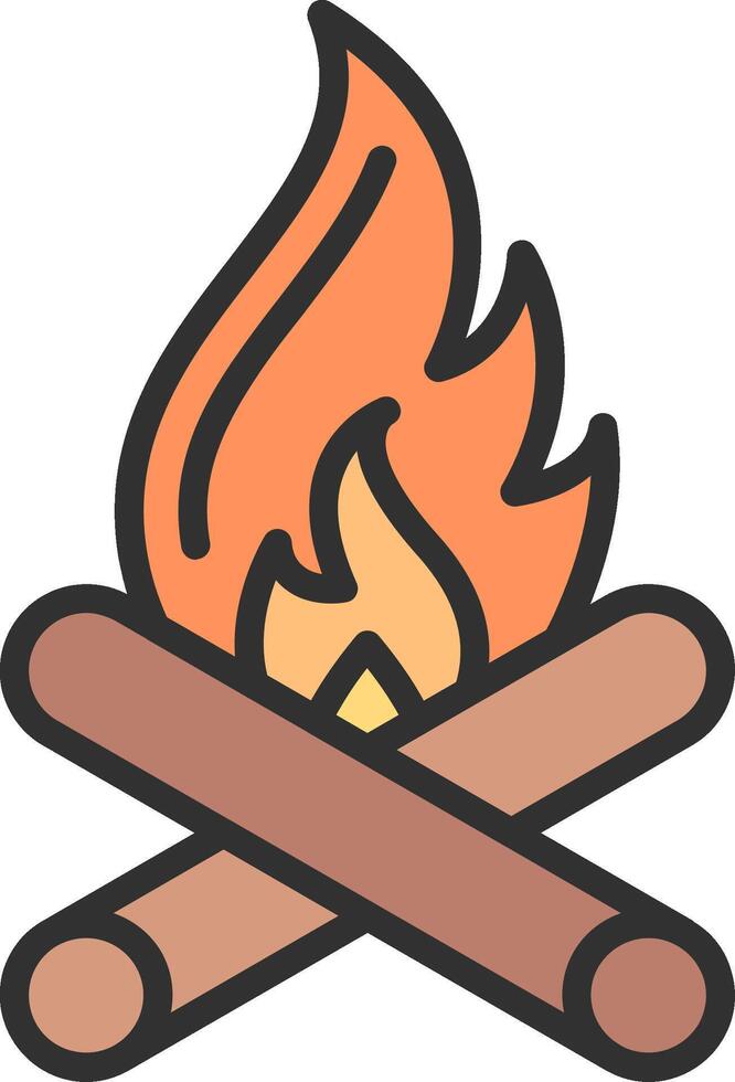 A campfire with two logs and a flame vector