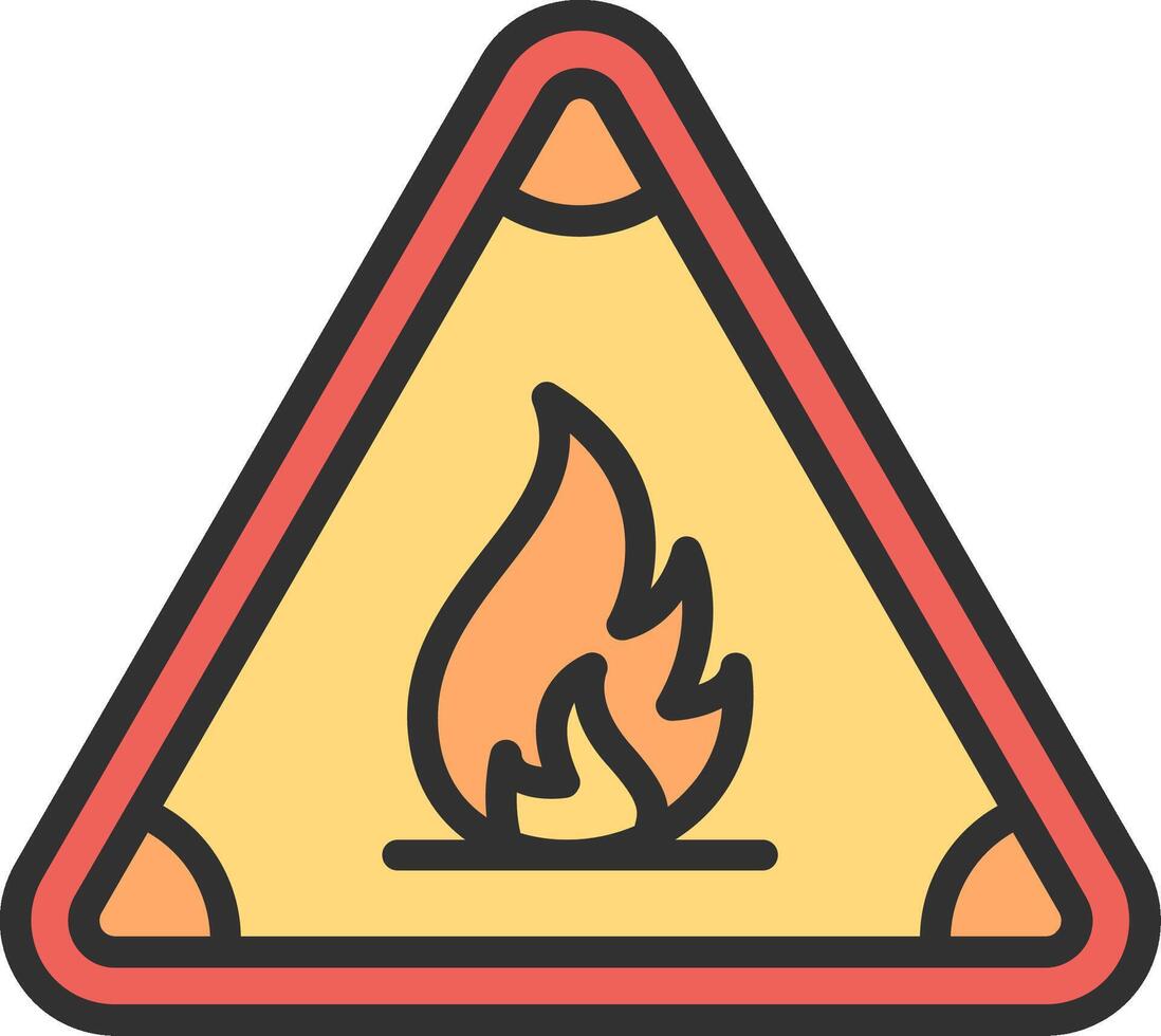 A warning sign with a fire in it vector