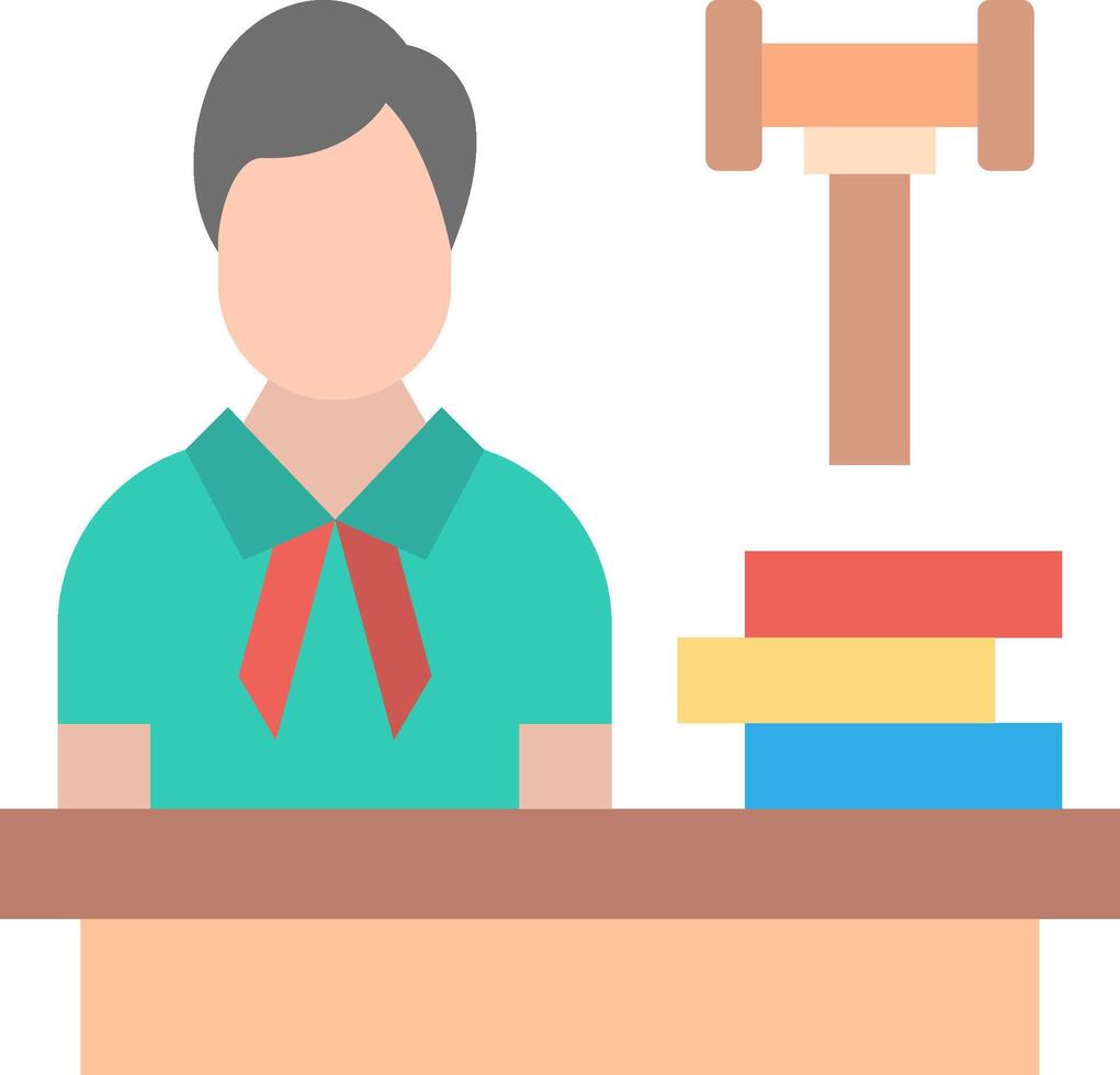 A man sitting at a desk with a gavel and books vector