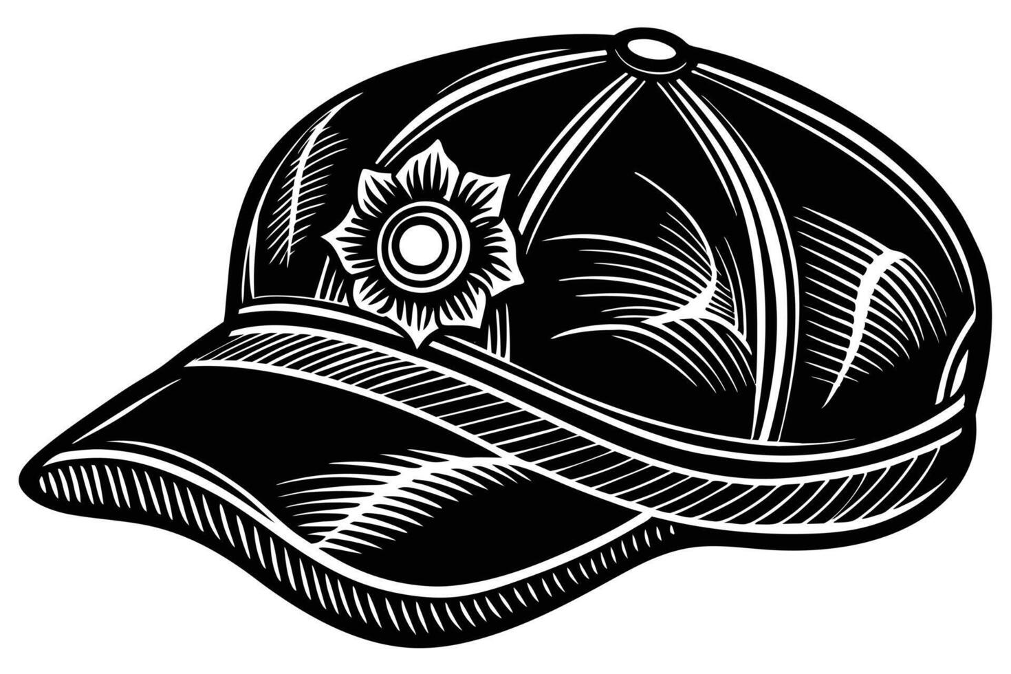 Style Baseball Cap in Monochrome Engraving vector