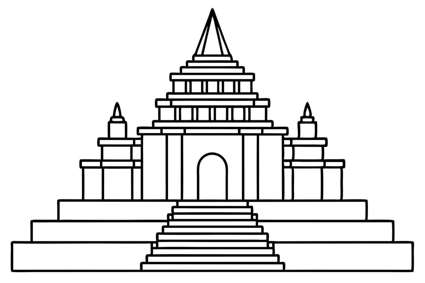 A illustration of a Cambodian temple. vector