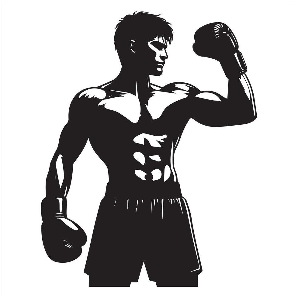 A silhouette of a man in boxing gear vector