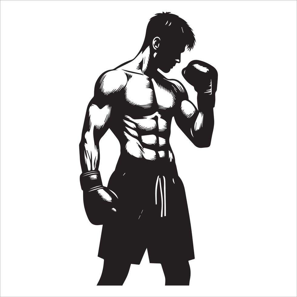 A silhouette of a man with boxing gloves vector