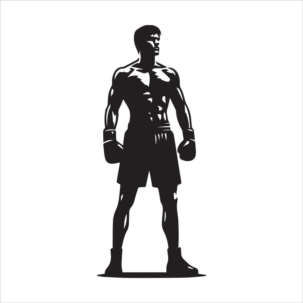 A silhouette of a man in boxing gear vector