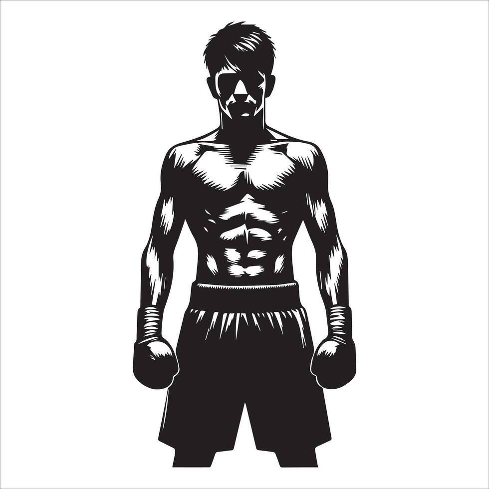 A silhouette of a man in boxing gear vector