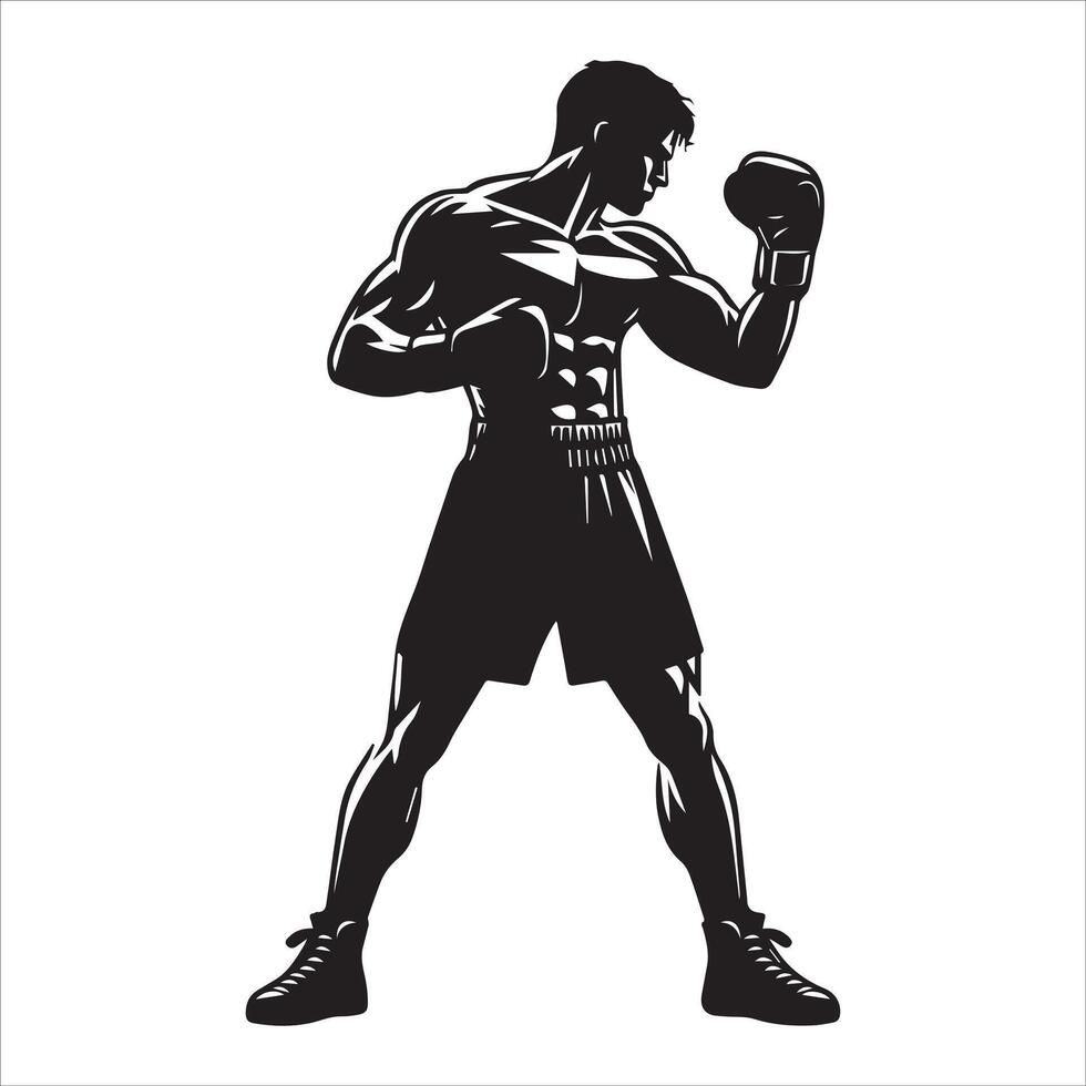 A silhouette of a man in boxing gear vector