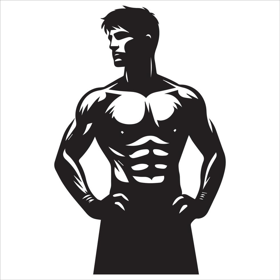 A silhouette of a man with a muscular body vector
