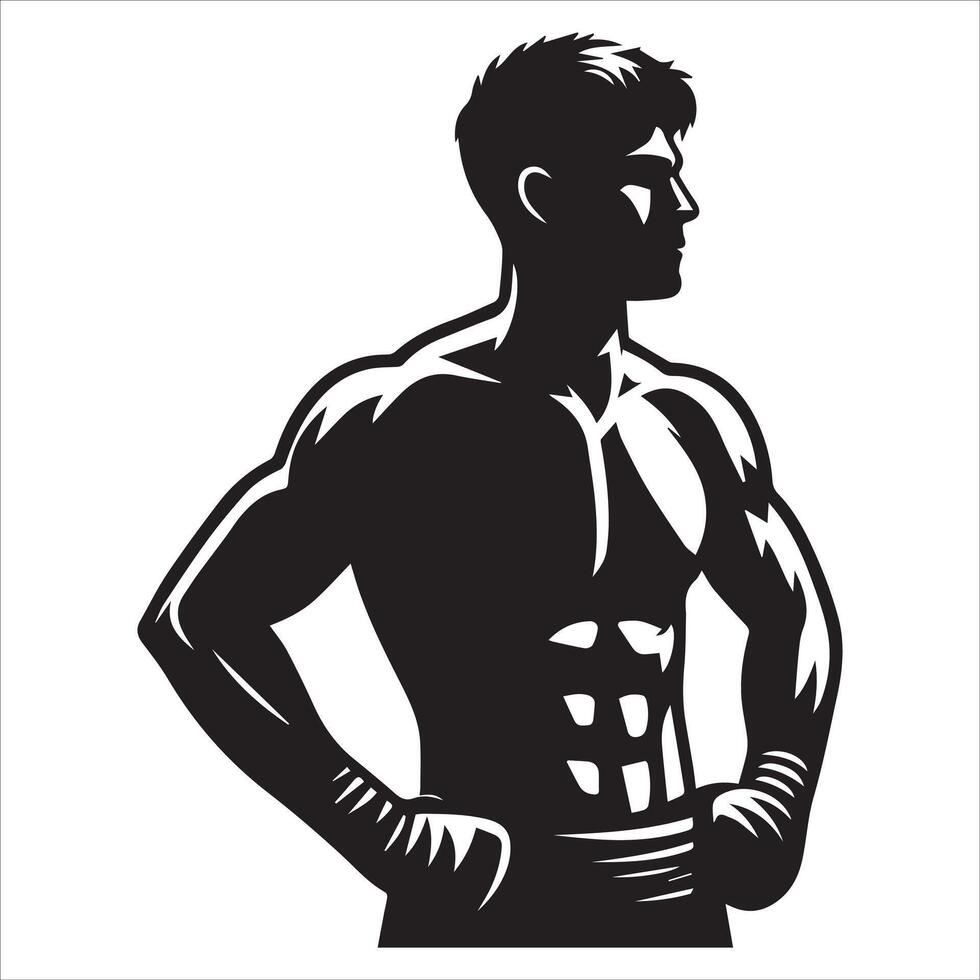 A silhouette of a man with boxing gloves on his hands vector