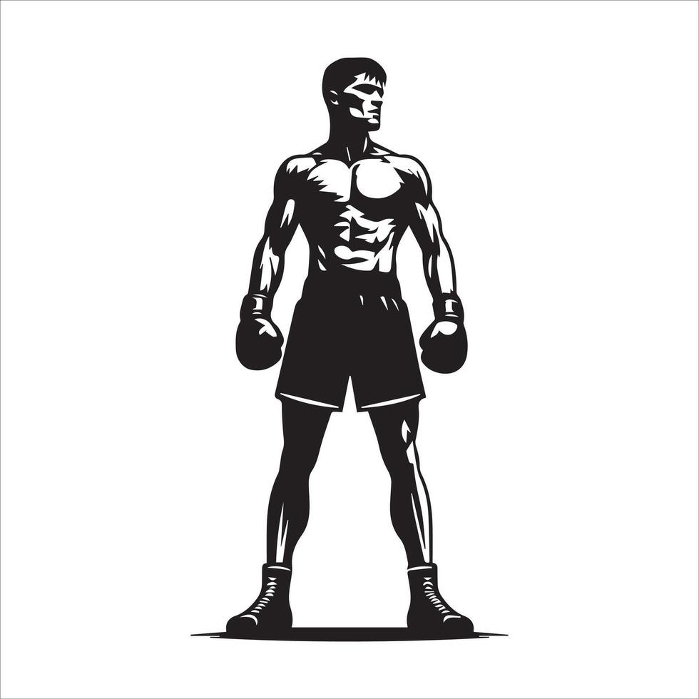 A silhouette of a man in boxing gear vector