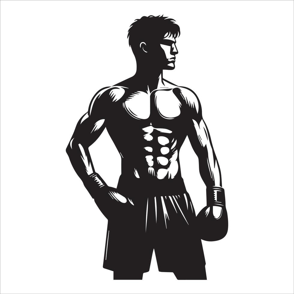 A silhouette of a man with boxing gloves vector