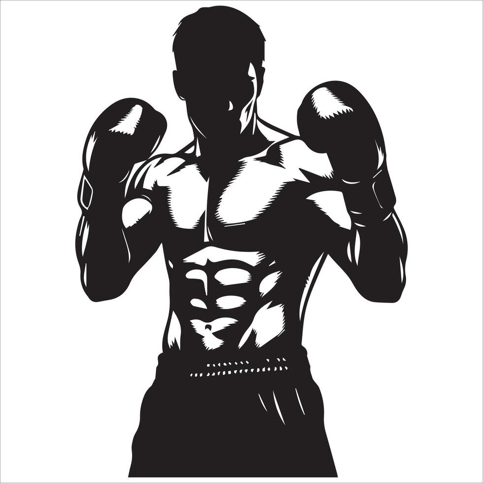 A silhouette of a man in boxing gloves vector