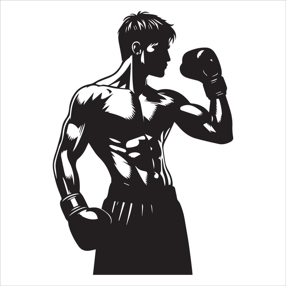 A silhouette of a man with boxing gloves vector
