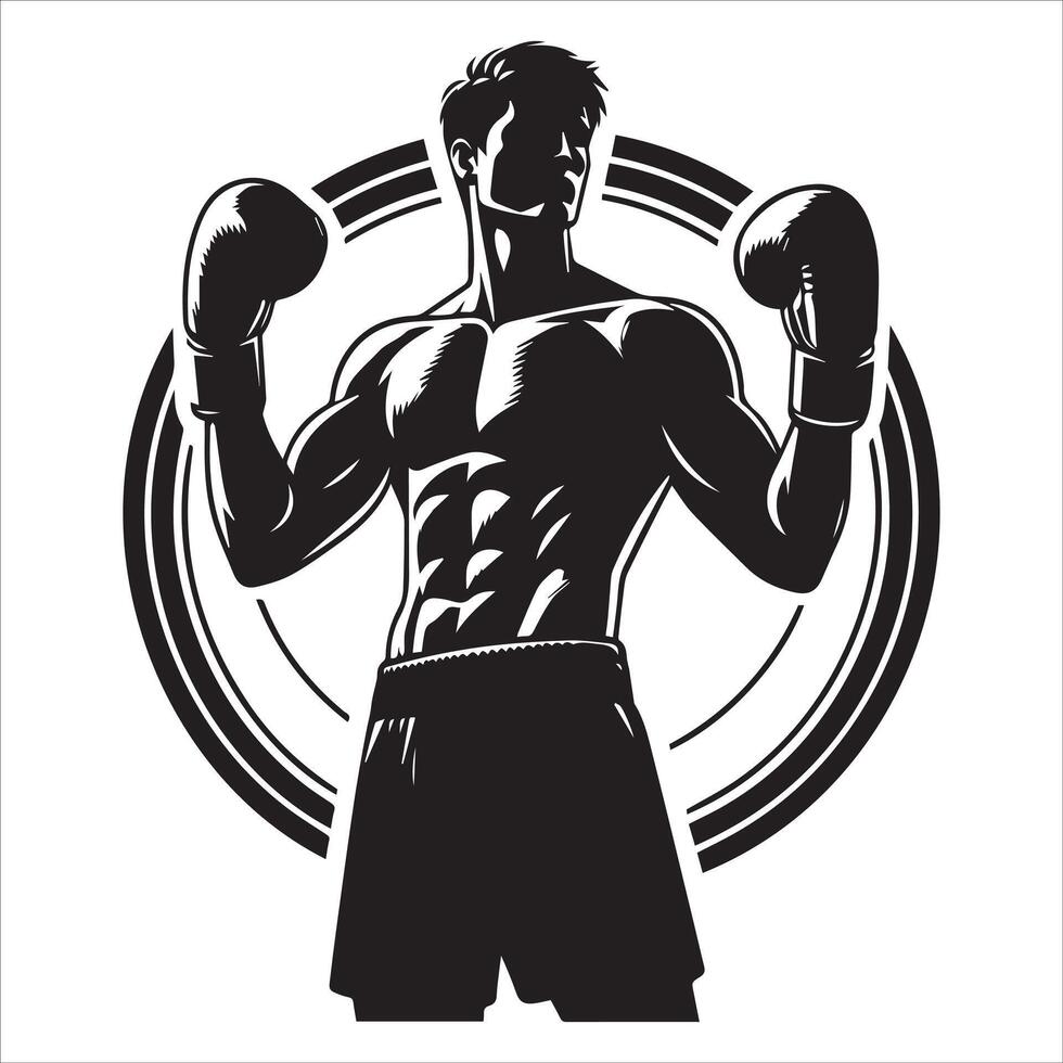 A silhouette of a man with boxing gloves vector
