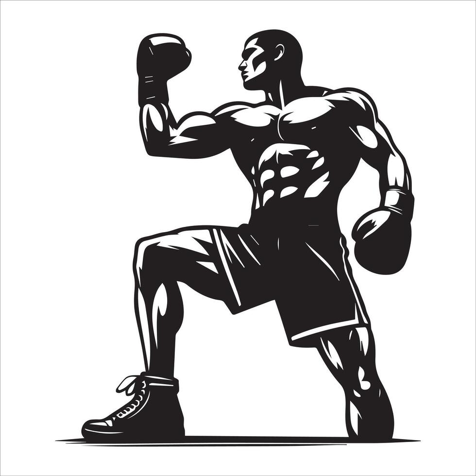 A silhouette of a man in boxing stance vector