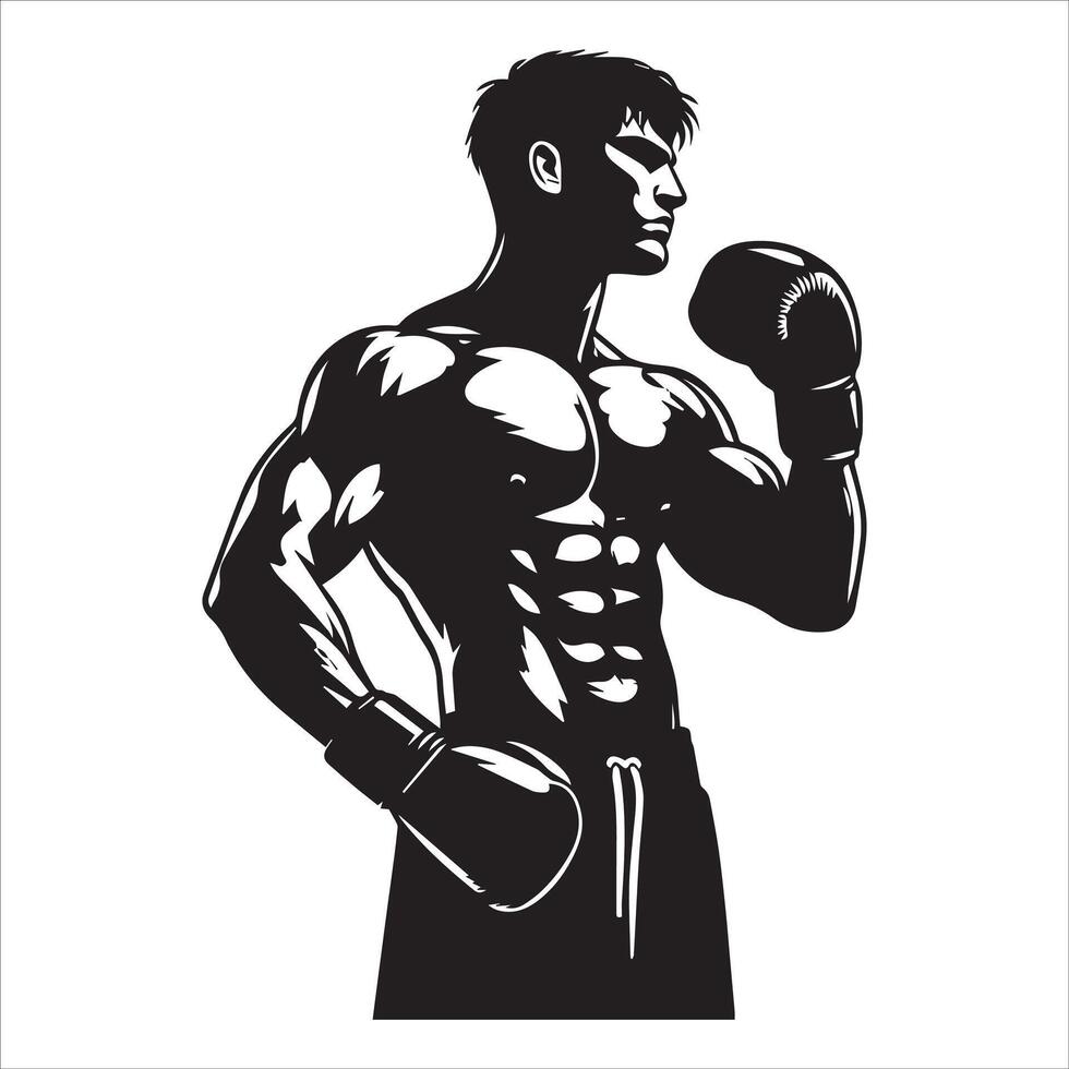 A silhouette of a man with boxing gloves vector