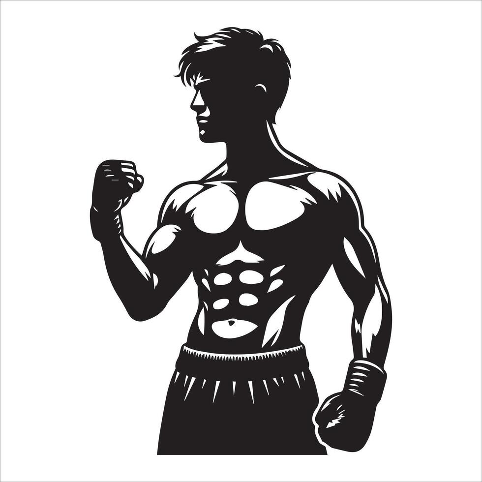 A silhouette of a man with a boxing glove vector