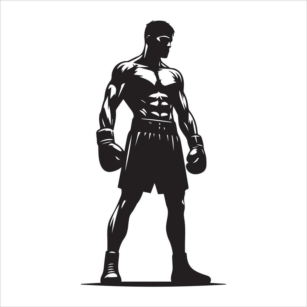 Silhouette of a boxer on a white background vector