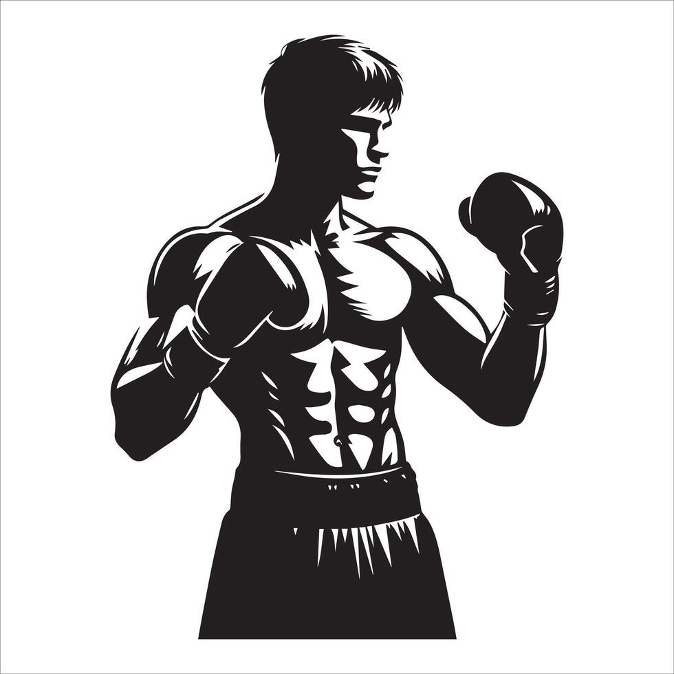 A silhouette of a man in boxing gear vector