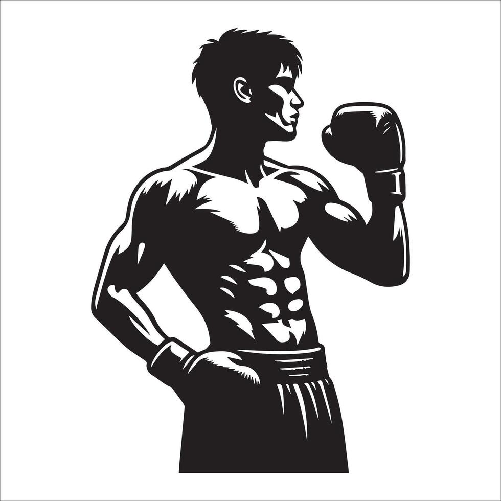 A silhouette of a man with boxing gloves vector