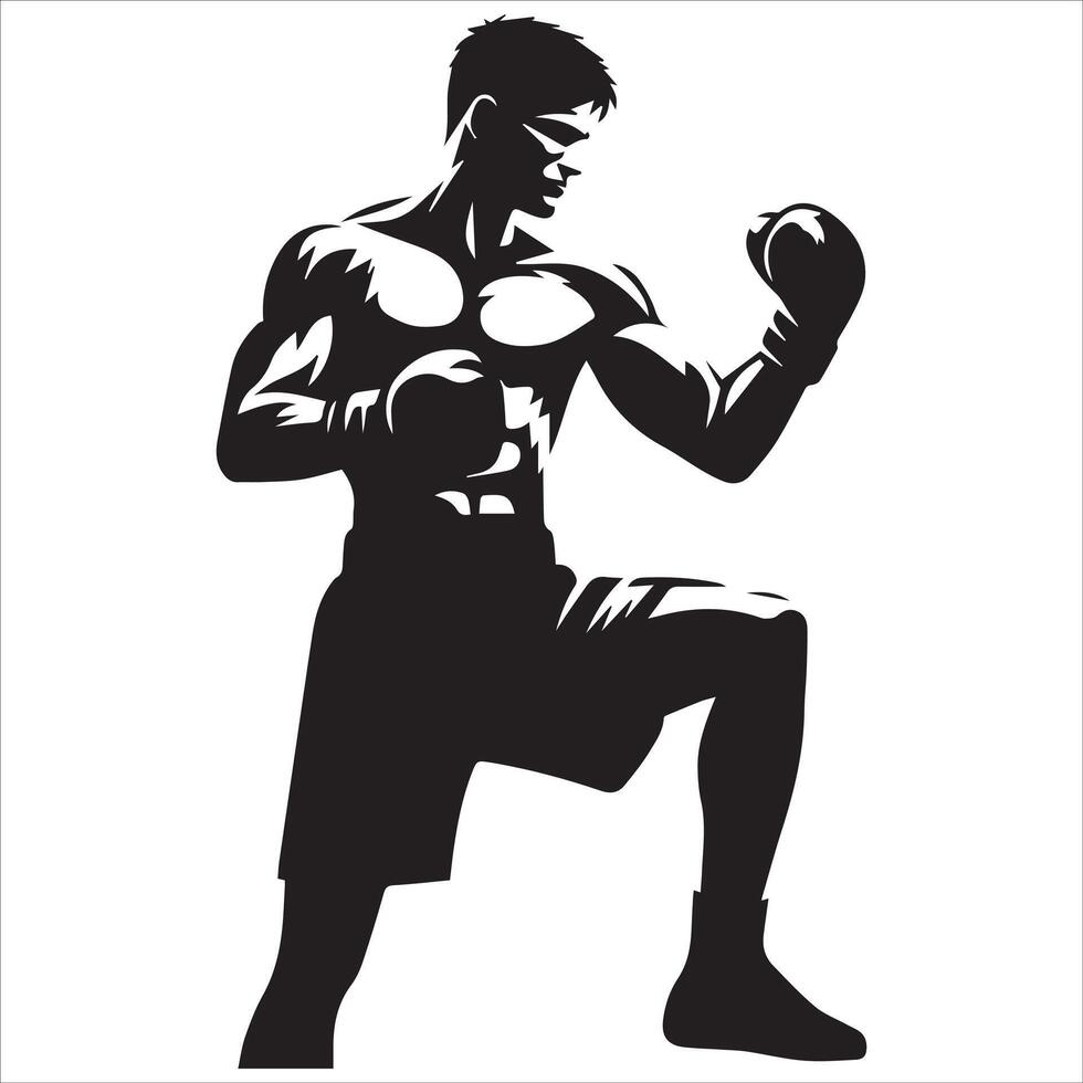 A silhouette of a man in boxing stance vector