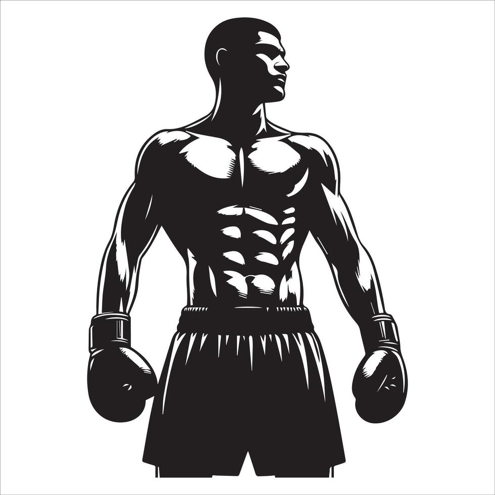 A silhouette of a man in boxing gear vector