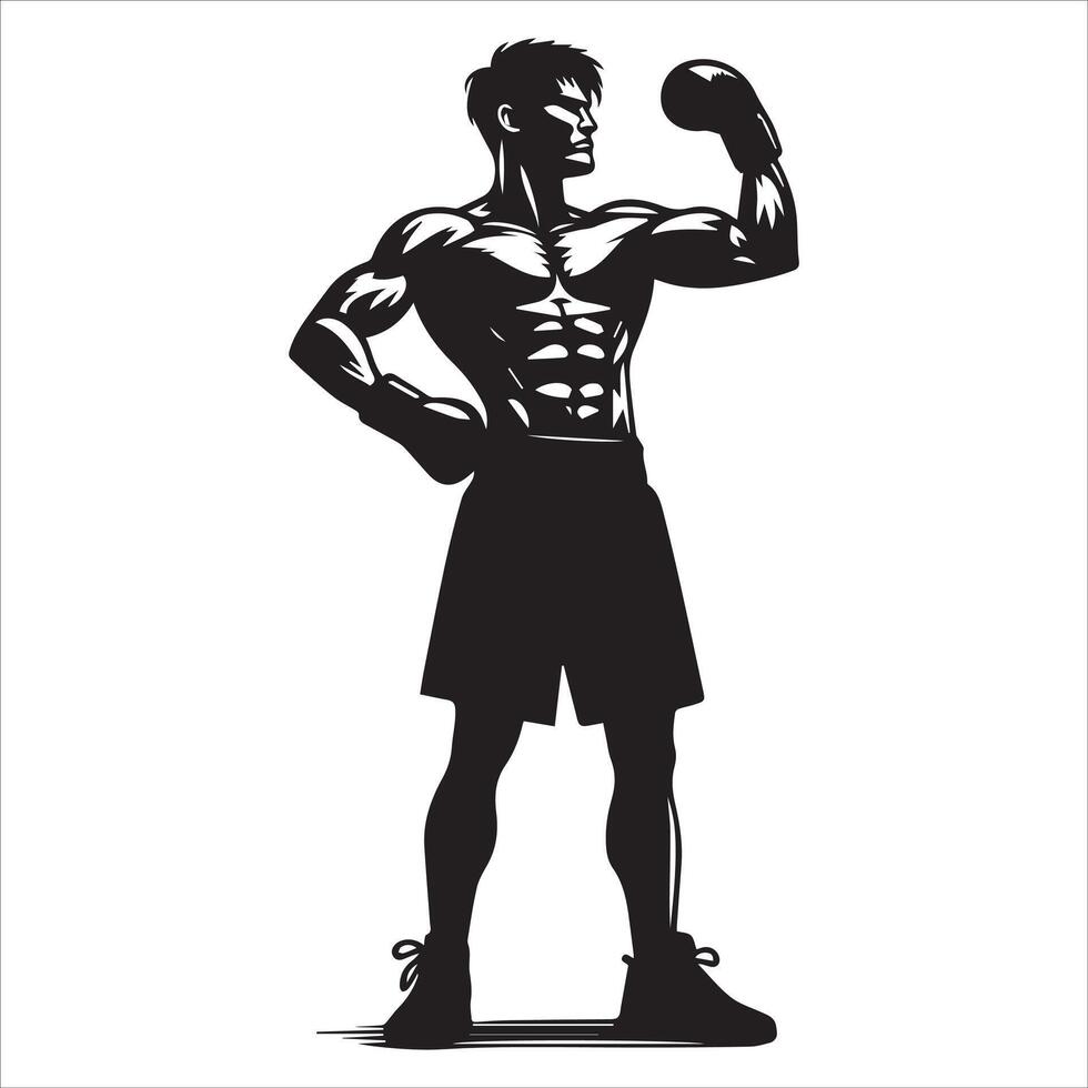 A silhouette of a man with boxing gloves vector