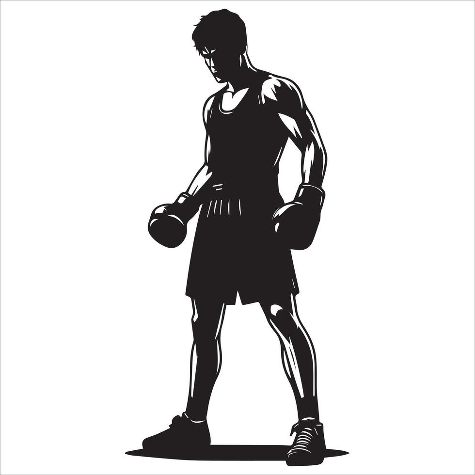 Silhouette of a boxer on a white background vector