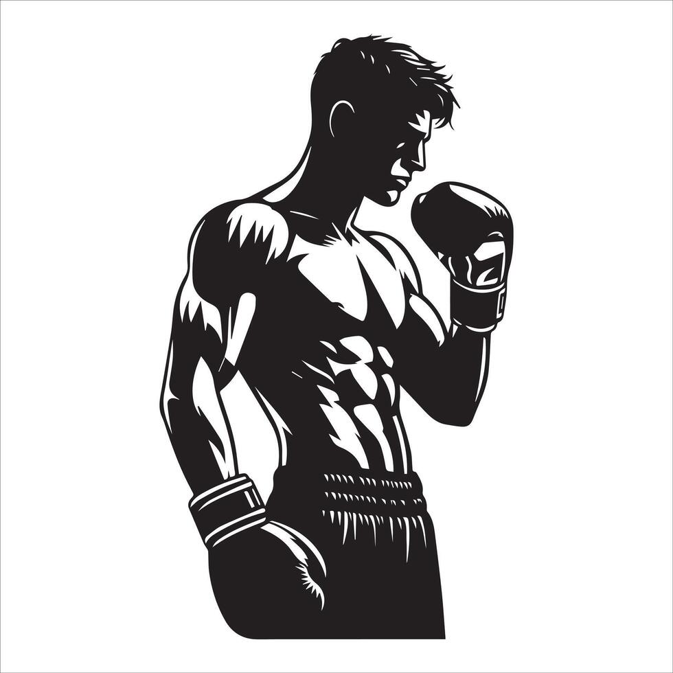 A silhouette of a man with boxing gloves vector