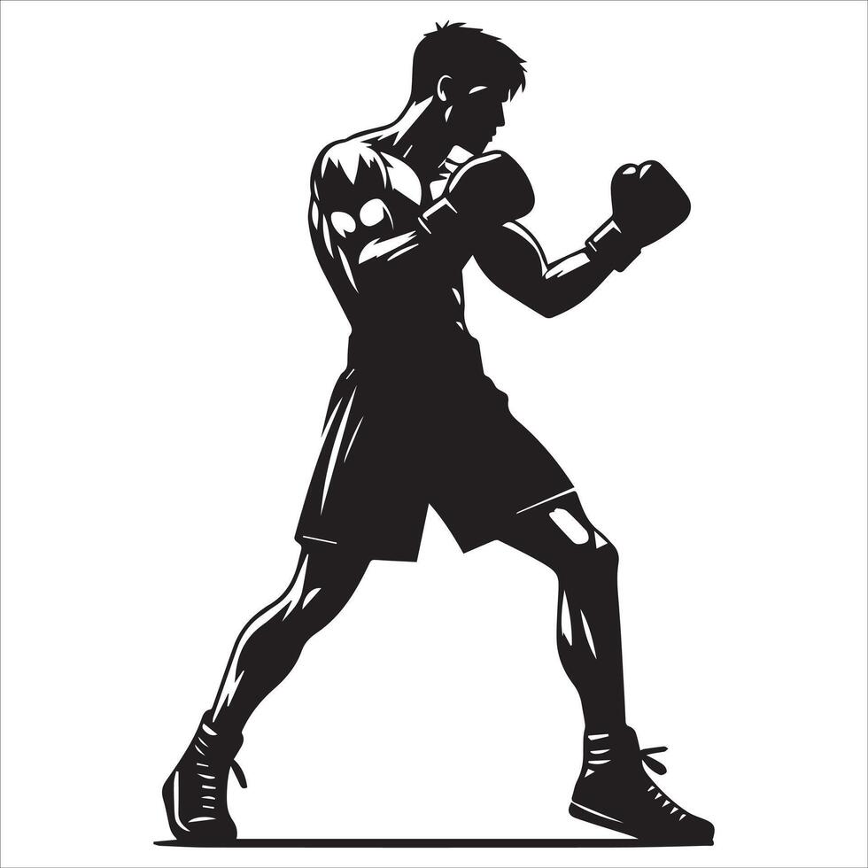 Silhouette of a boxer in action vector