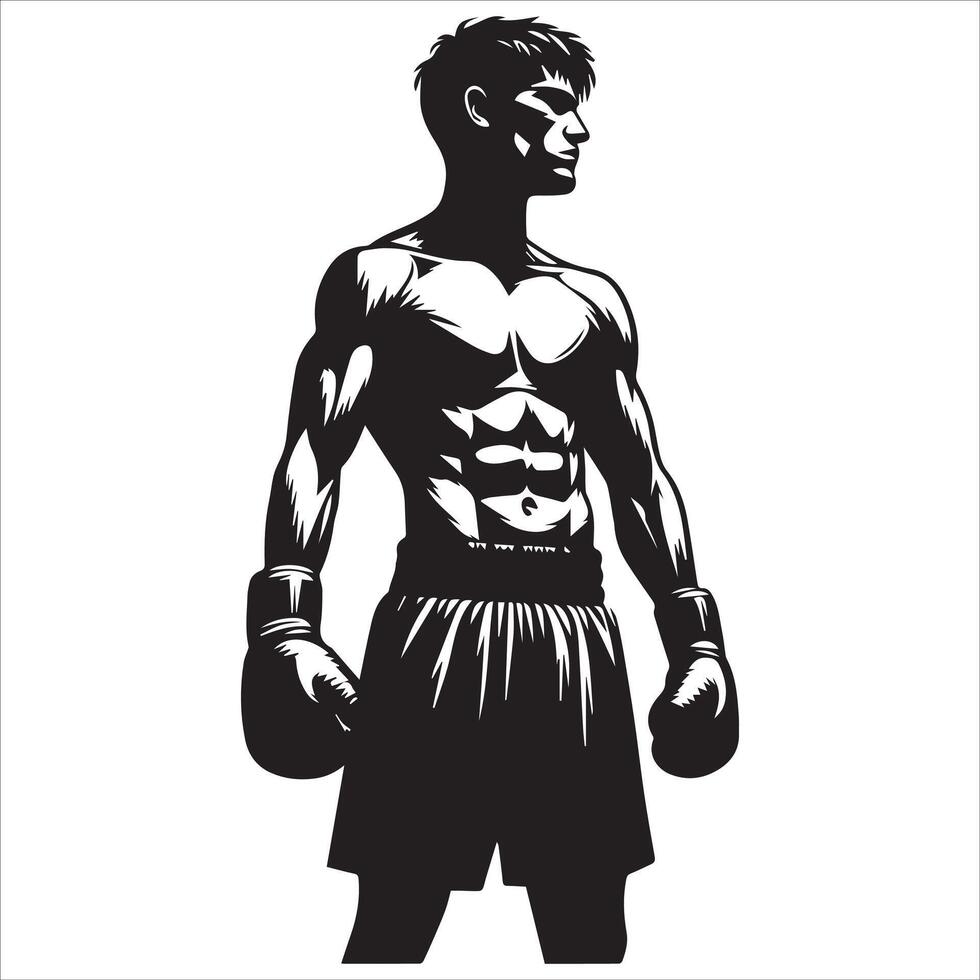 A silhouette of a man in boxing gear vector