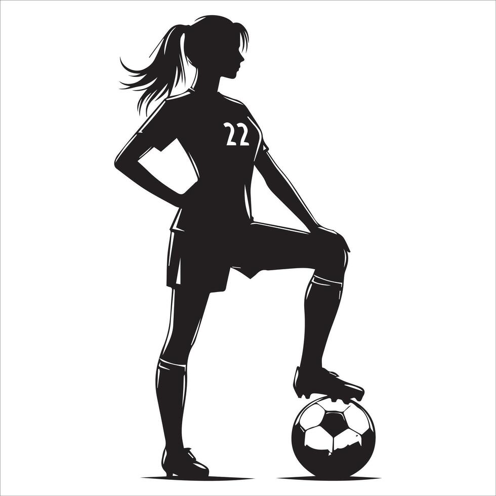 Silhouette of a soccer player with ball vector
