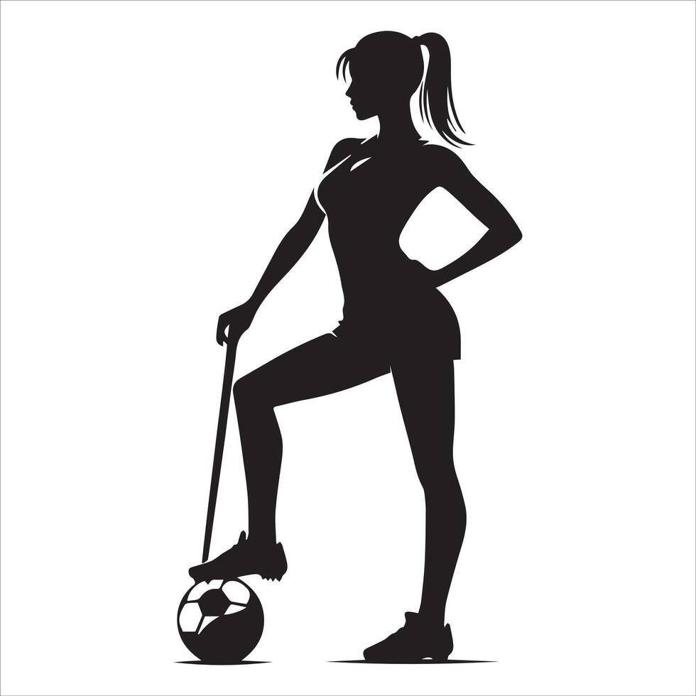 Silhouette of a woman with a stick and ball vector