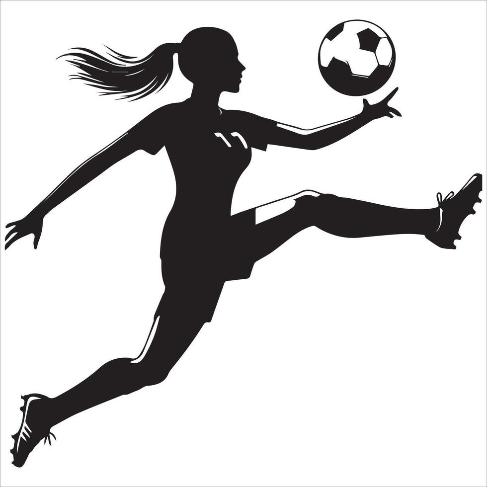 Silhouette of a soccer player kicking the ball vector